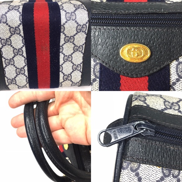 Authentic Gucci navy & grey Boston satchel bag - Picture 12 of 16